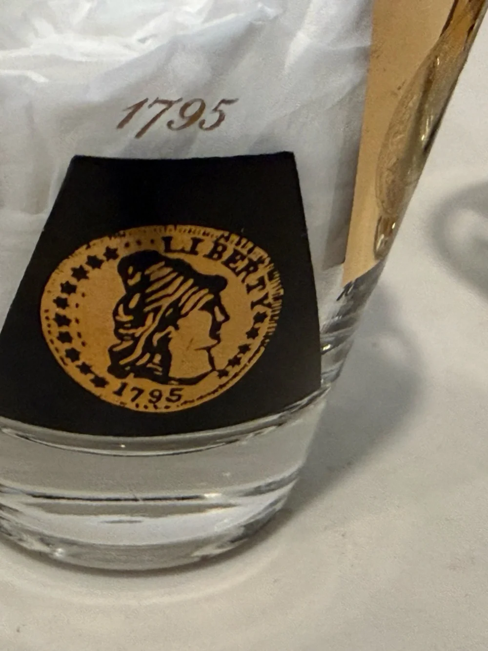 Set 3 Mid Century Cera Glass 22K Gold w/ Coin Emblem Design 